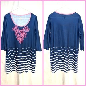 Simply Southern navy pink dress coverup sz L